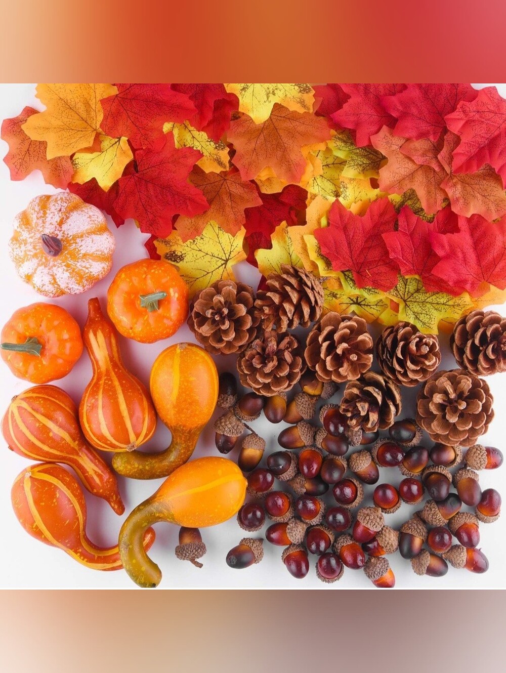 New 96 Pcs Artificial Fall Harvest Decorations Set Pumpkins Gourds Acorns Leaves